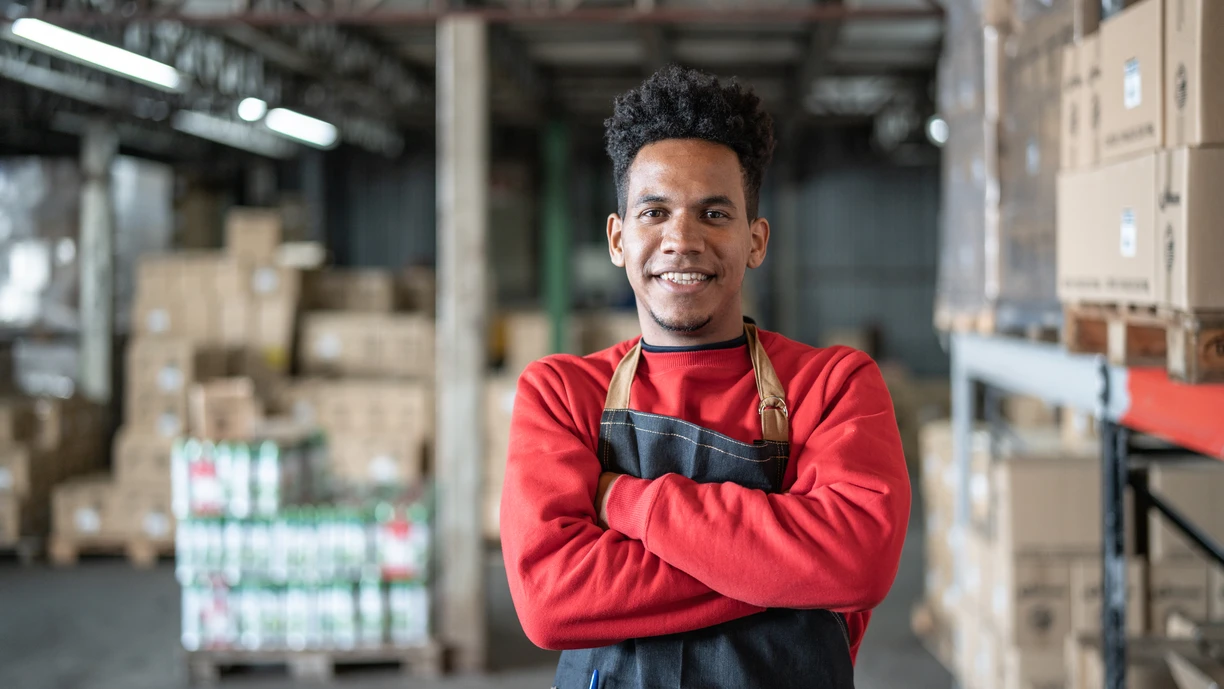 man inside warehouse