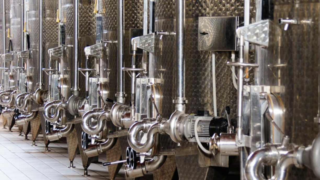 A row of fermentation tanks