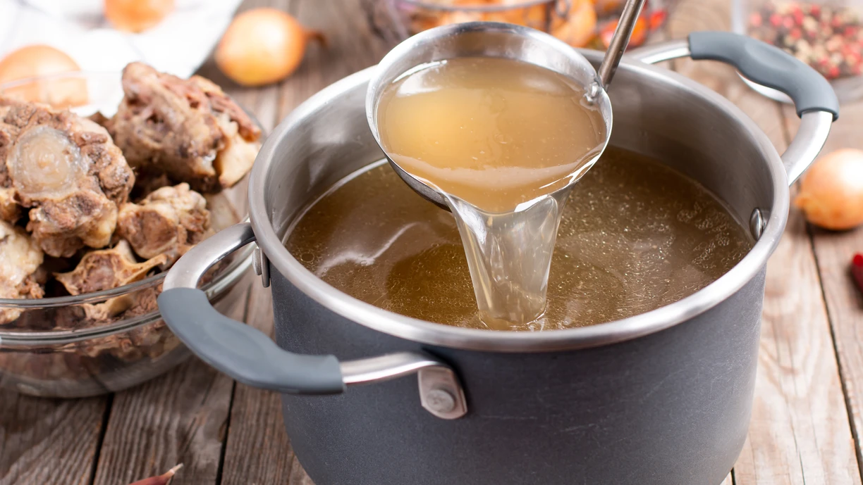 broth cooked in a steel pot