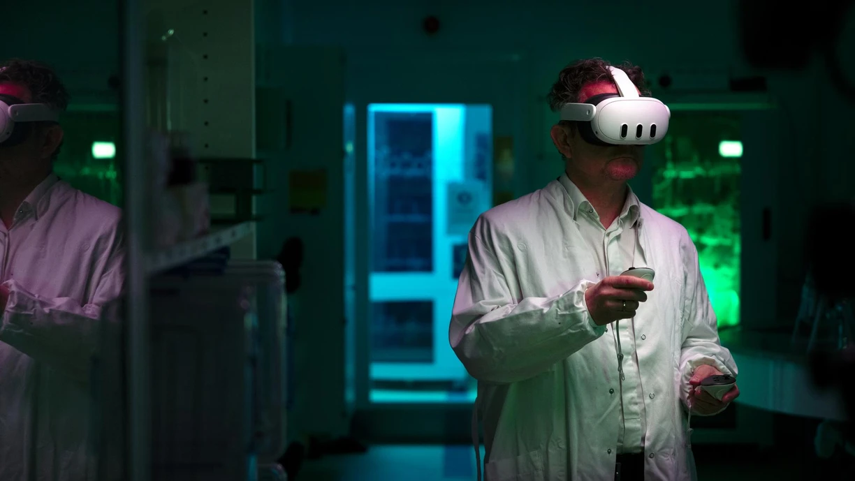 scientist with VR headset
