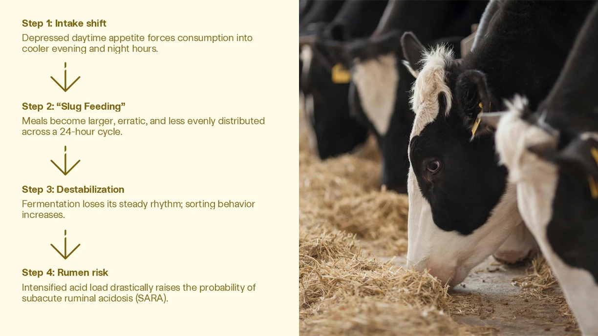Heat stressed cows eat differently