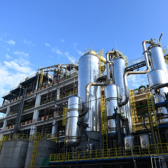 Chemical plant under blue sky