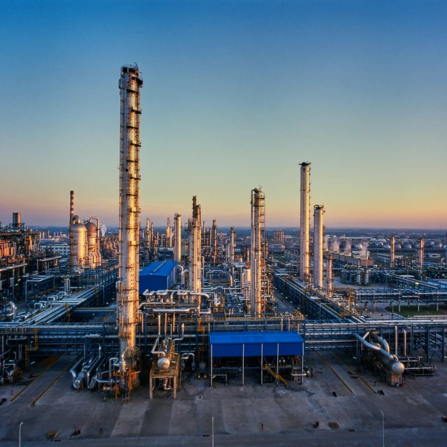 Petrochemical plant at dusk