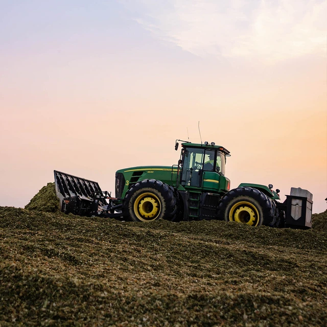 tractor with pink sky