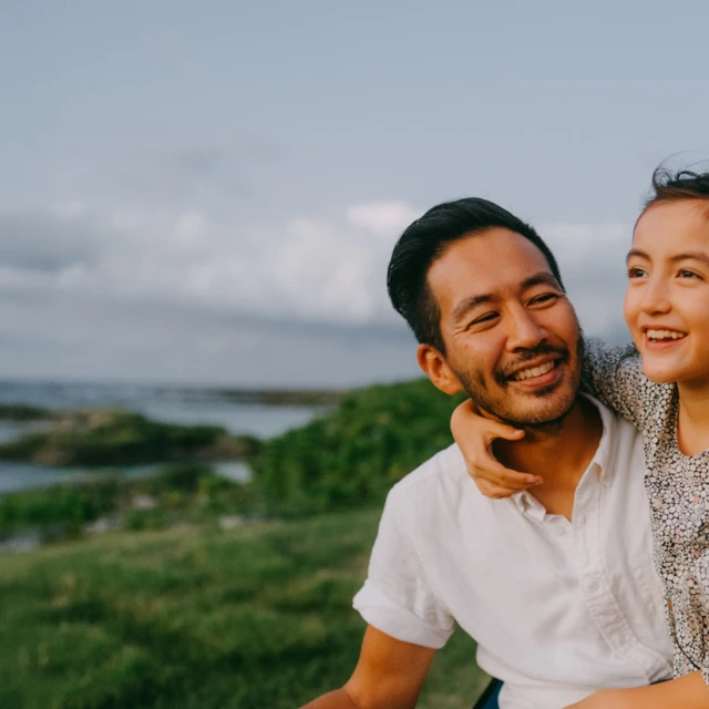 Two people smiling