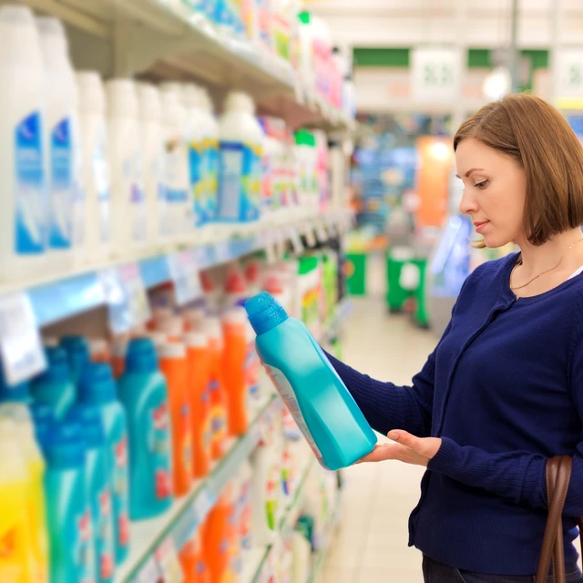 woman looking at detergents