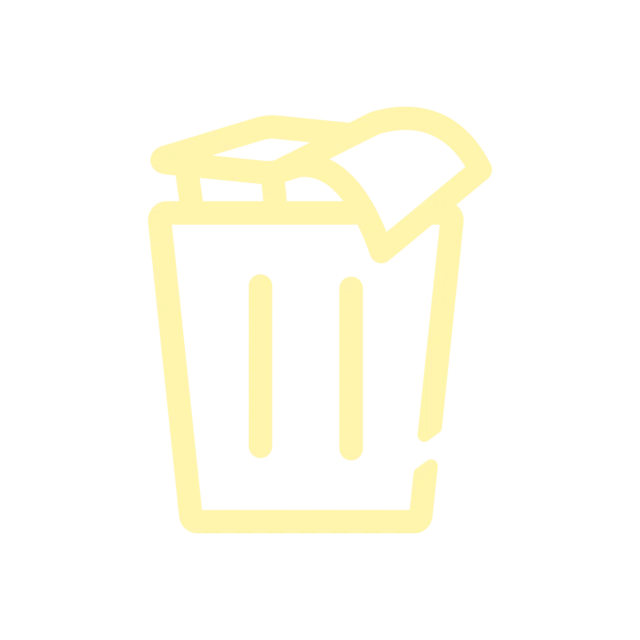 Icon of an open yogurt pot in a trash
