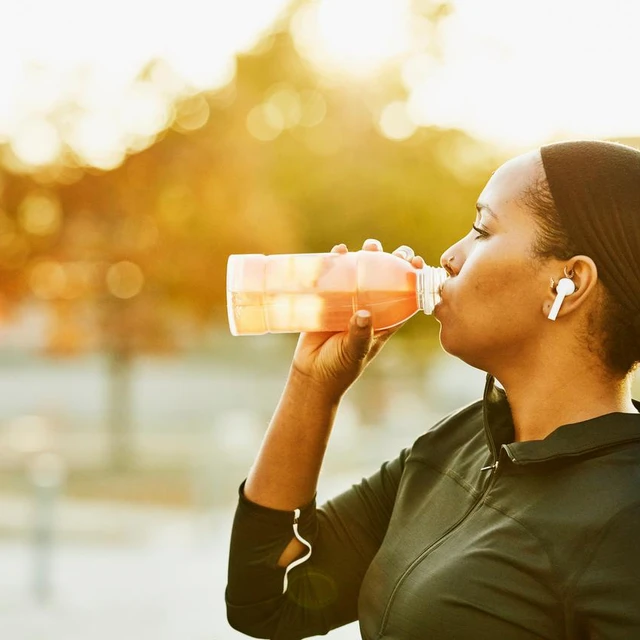woman drinking juice