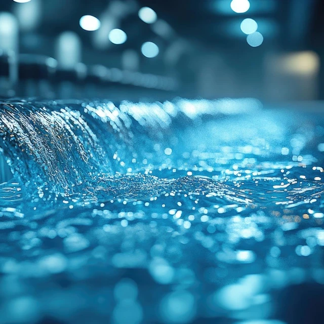 close up of water flowing out from a water treatment facility