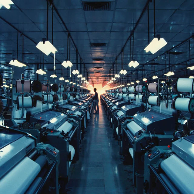 textile factory machines line up