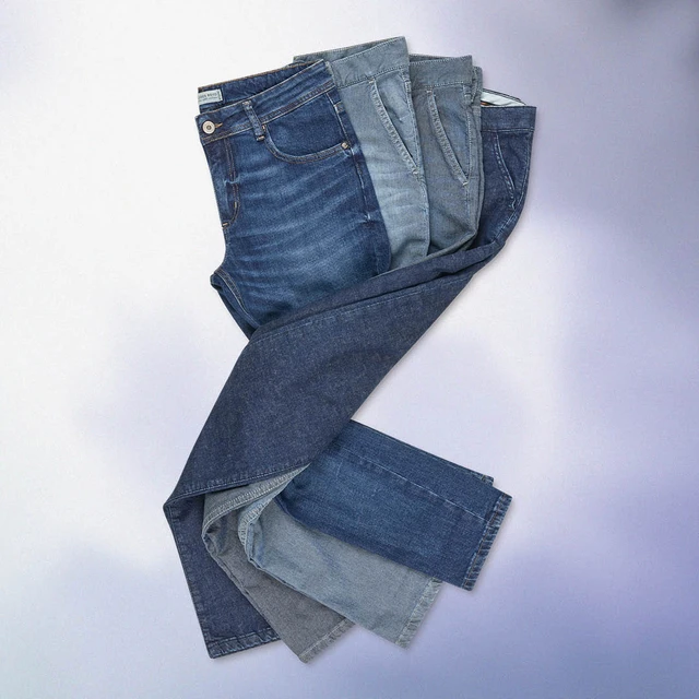 few jeans folded with each other