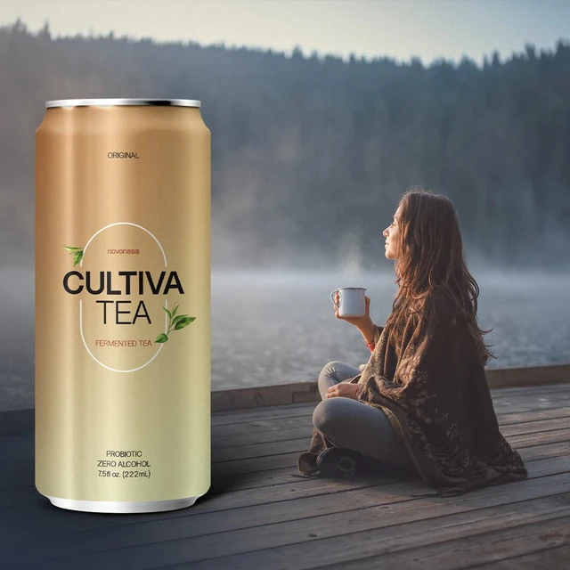 Fermented tea concept with probiotic support for consumers seeking clean-label functional beverages. 