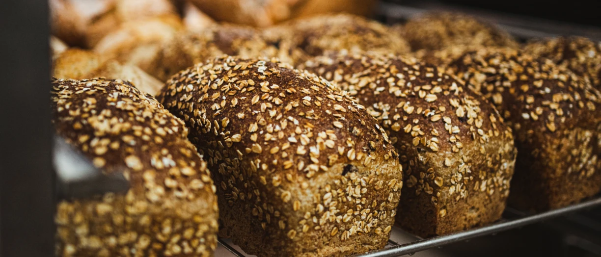 Closeup of rye bread loaves