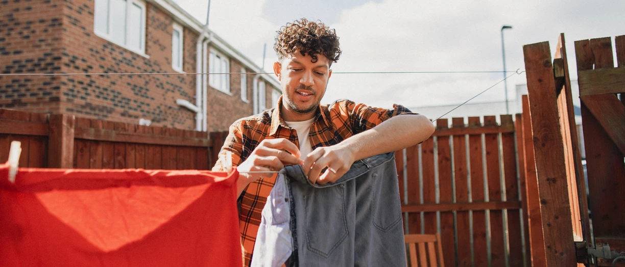 man doing household chores