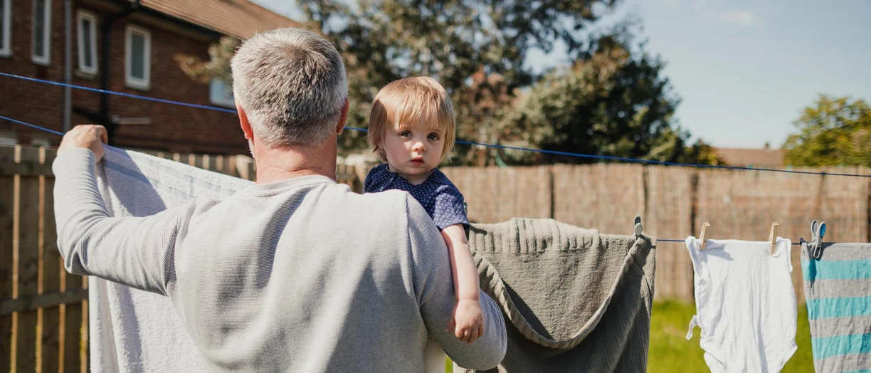 man holding child