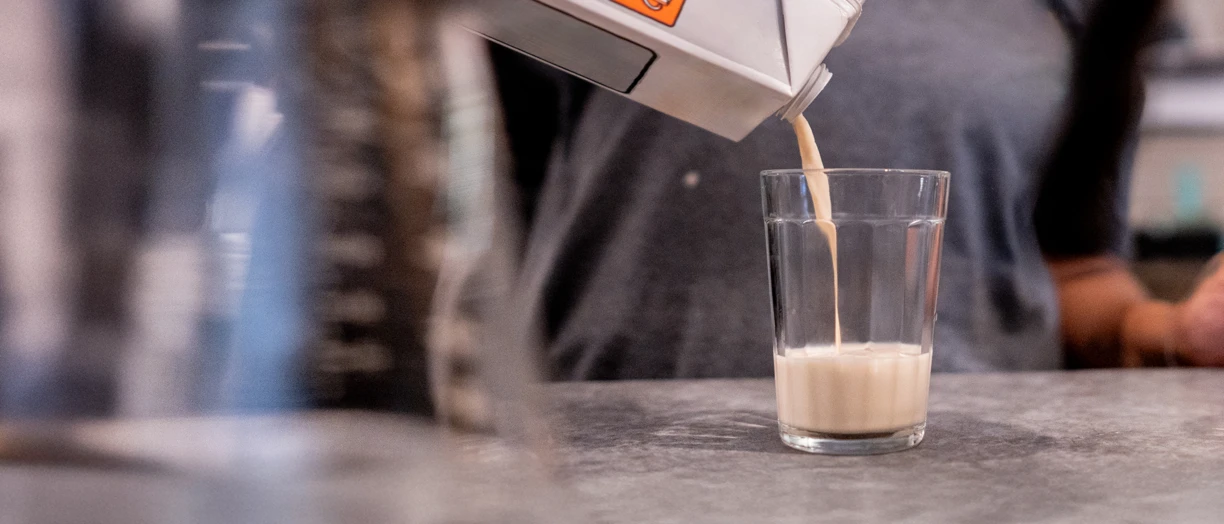 pouring almond milk