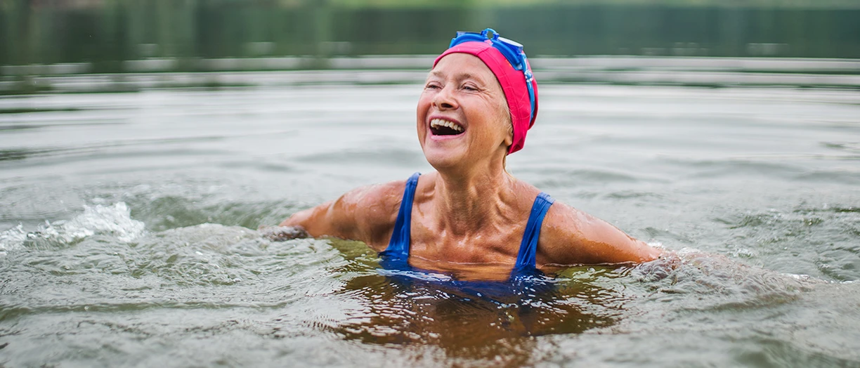 woman swimming in lake