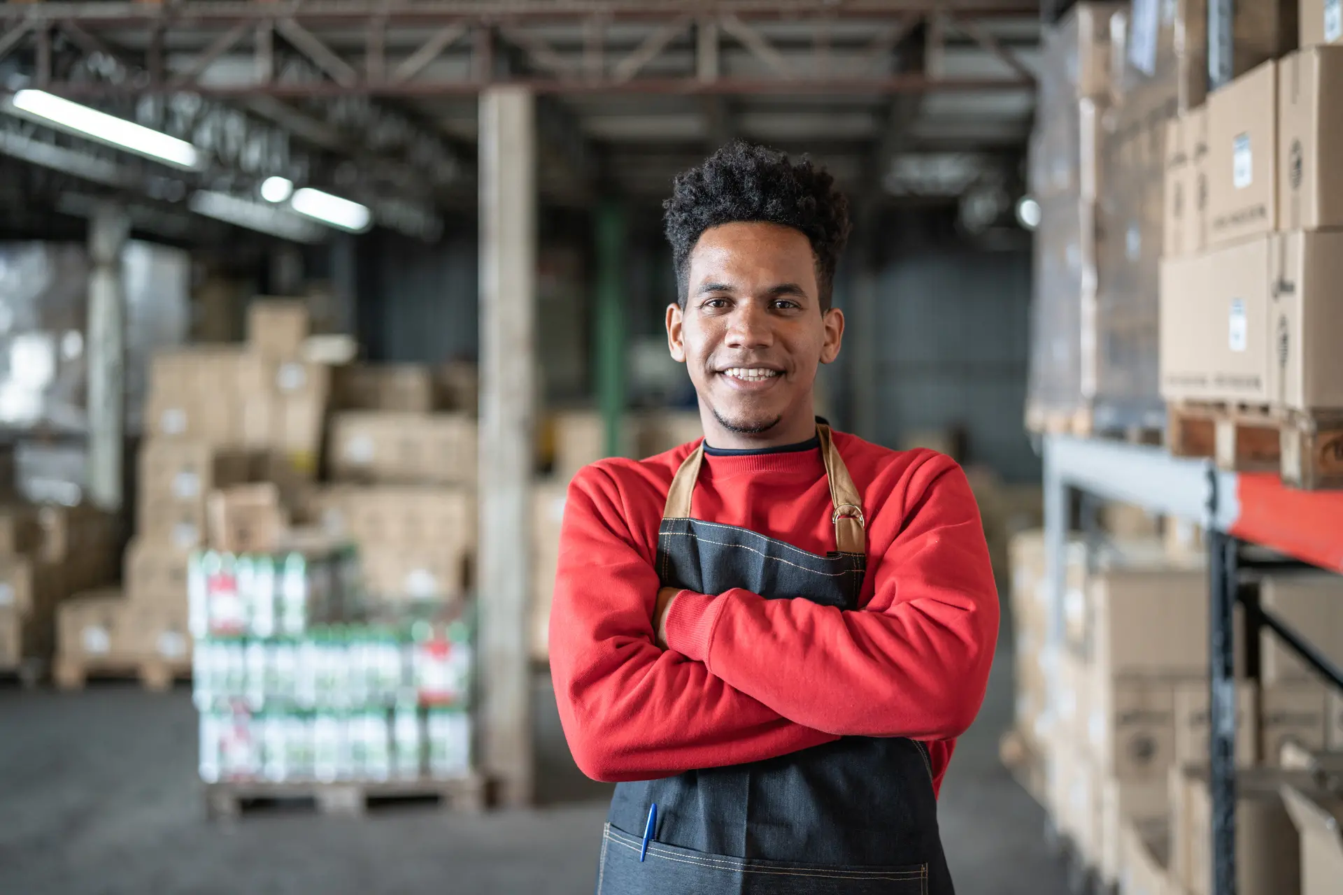 man inside warehouse