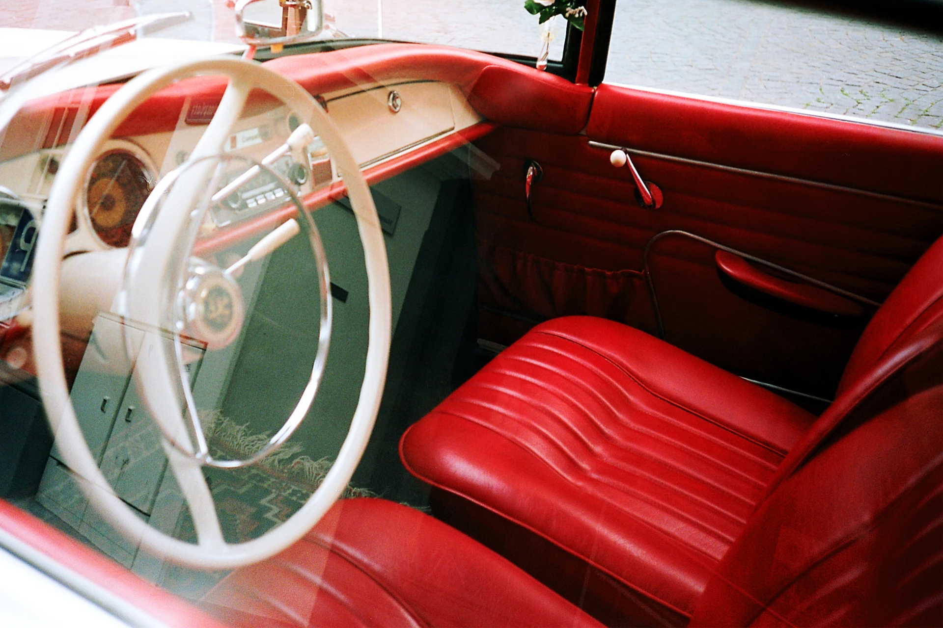 Red leather in car