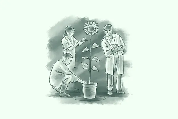 People learning from plants