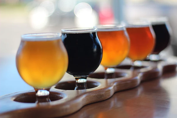 Row of different kinds of beer