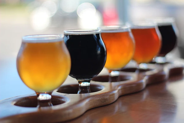 Row of different kinds of beer