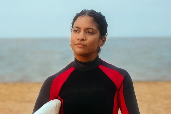 woman surfing