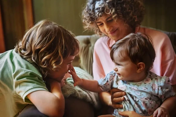 family sofa playing
