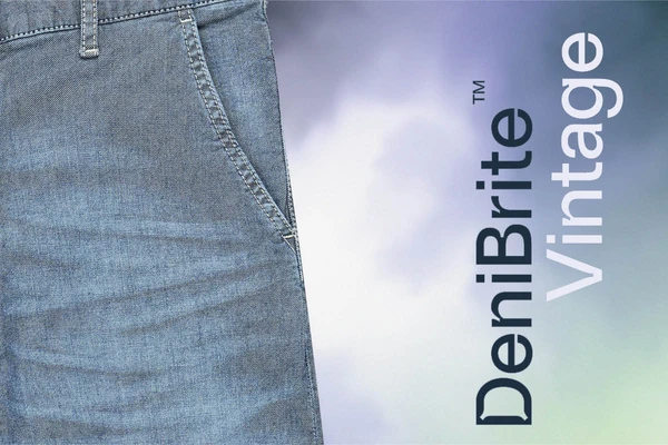 a pair of jeans on the left hand side with text 'DeniBrite Vintage' on the right hand side