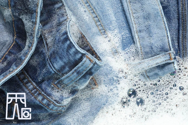 jeans in washing solution