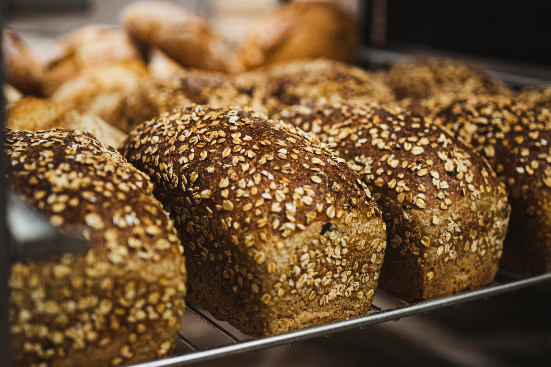 Closeup of rye bread loaves 